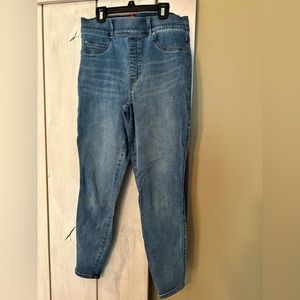 SPANX jeans, size large, faded wash, no holes
